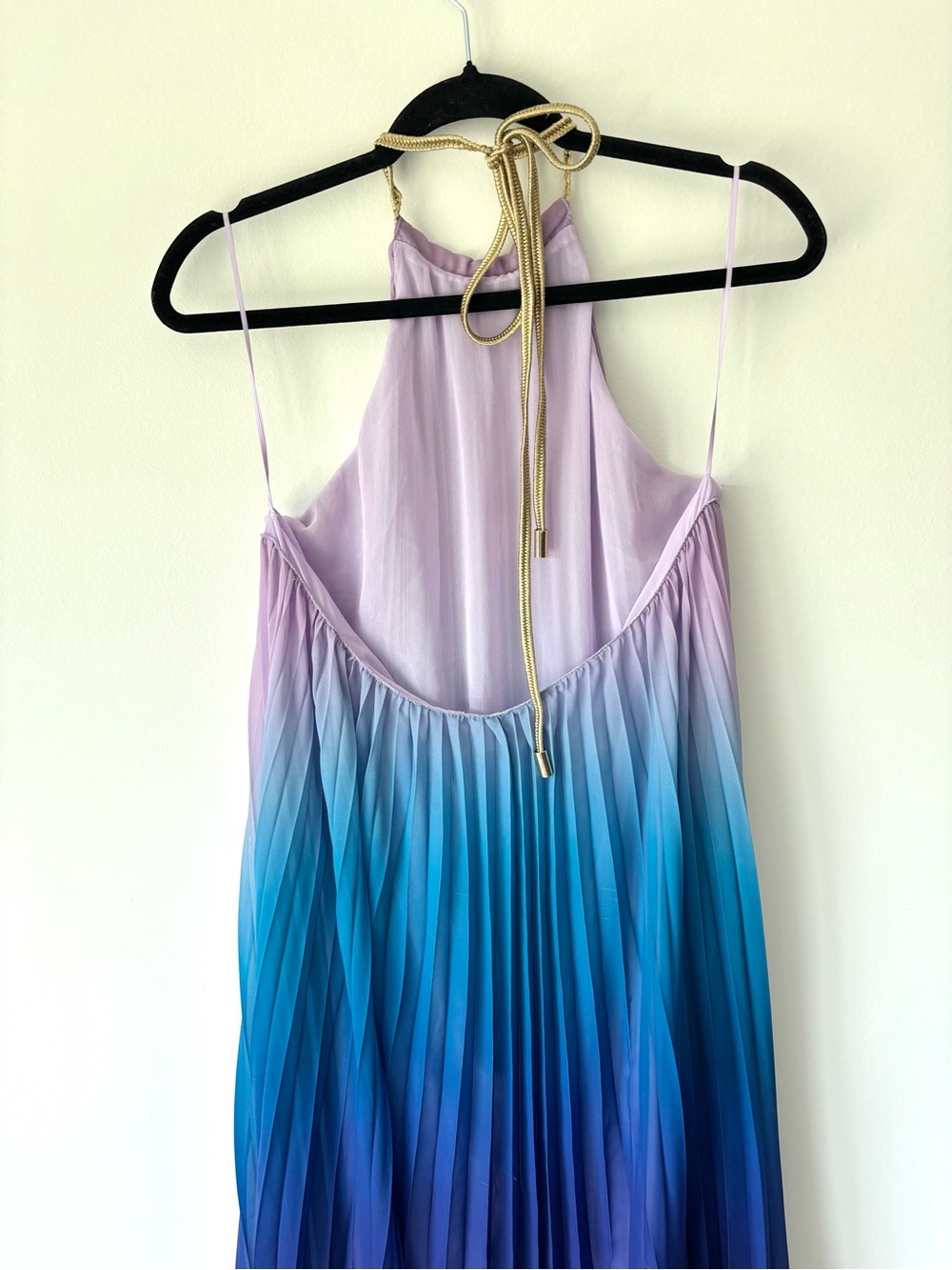 L'ATISTE Pleated Halter Neck Maxi Dress Low Back Ombré Purple Blue Pink Formal - Picture 8 of 13